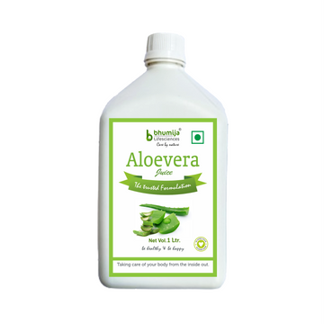 Bhumija Lifesciences Aloe Vera Juice (with Pulp) Natural Juice Skin and Hair 1 Ltr.
